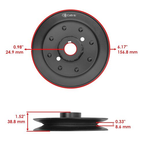 Caltric 61" Deck Spindle & Pulley Compatible with Bad Boy Outlaw XP 2012-2014 / Rebel 2019-2023 / Rebel & Rebel X 2024 038-4000-50 in Kuwait