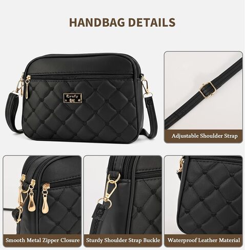 Crofy Four-Zip Crossbody Bag, Diamond Quilted PU in Saudi Arabia