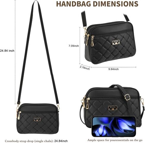 Crofy Four-Zip Crossbody Bag, Diamond Quilted PU in Saudi Arabia
