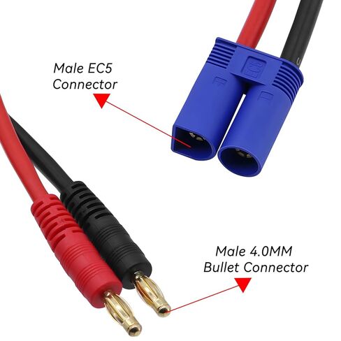 3 قطع موصل EC5 ذكر إلى 4.0 مم قابس ذكر الموز متوافق مع موصل IC5 12AWG 30 سم سلك سيليكون RC وصلات بطارية ليبو محول لطائرة RC سيارة قارب شاحنة كوادكوبتر هليكوبتر in Kuwait