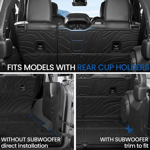 سجادات مسند الظهر لـ Jeep Wrangler JL 2018-2025 2026 Unlimited 4 أبواب (غير مناسبة JK/4XE/2-Door)، ملحقات سجادة بطانة البضائع TPE لجميع الأحوال الجوية (حصيرة البضائع مع بساط مسند الظهر) in Kuwait