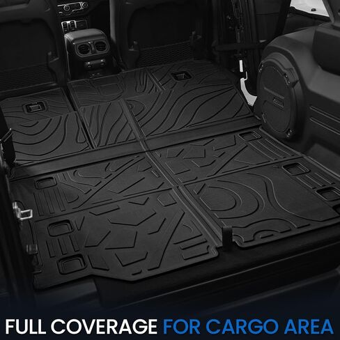 سجادات مسند الظهر لـ Jeep Wrangler JL 2018-2025 2026 Unlimited 4 أبواب (غير مناسبة JK/4XE/2-Door)، ملحقات سجادة بطانة البضائع TPE لجميع الأحوال الجوية (حصيرة البضائع مع بساط مسند الظهر) in Kuwait