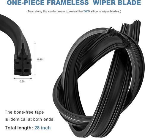 2 PCS Wiper Blade Refills, 28 Inch Adjustable Boneless Insert Windshield Strips, Frameless Rubber Strip Replacement for Most Vehicles Windshield Wiper Blades, Car Accessories in Kuwait
