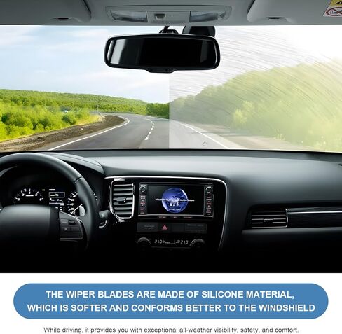 2 PCS Wiper Blade Refills, 28 Inch Adjustable Boneless Insert Windshield Strips, Frameless Rubber Strip Replacement for Most Vehicles Windshield Wiper Blades, Car Accessories in Kuwait