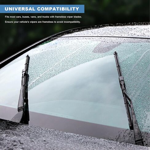2 PCS Wiper Blade Refills, 28 Inch Adjustable Boneless Insert Windshield Strips, Frameless Rubber Strip Replacement for Most Vehicles Windshield Wiper Blades, Car Accessories in Kuwait