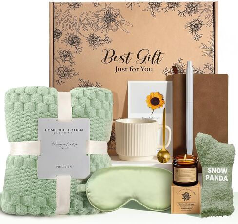 Birthday Gifts for Women Friendship, Unique Self Care Spa Gift Baskets with Luxury Flannel Blanket - Care Package for Her Mom Wife Friends Sister Girlfriend Coworker Sending Hug Baskets in Saudi Arabia