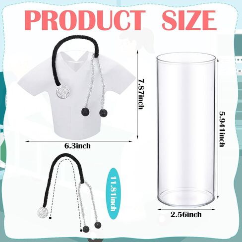 Yungyan 3 Pcs White Coat Ceremony Gift Nurse Practitioner Graduation Gift Medical Party Favors Glass Cylinder with Stethoscope Wrapping Cover Desktop Decoration Storage for Nurse Doctors Wine Bag in Kuwait