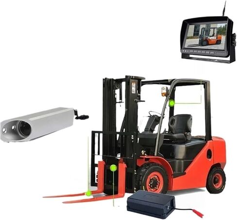 Digital Wireless 7" Monitor Camera Magnetic Front Rear View Avoid Blind Spots Secure Safety System with Laser for Forklift Fork(LaserPositioning) in Kuwait