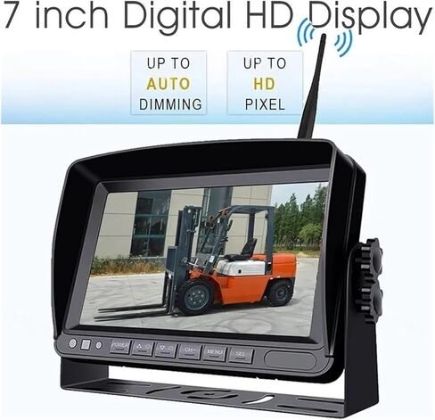Digital Wireless 7" Monitor Camera Magnetic Front Rear View Avoid Blind Spots Secure Safety System with Laser for Forklift Fork(LaserPositioning) in Kuwait