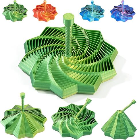 3D Printed Sensory Fidget Star,Dual Motion Fidget Toy with Reinforced Handle Color-Changing Spiral Finger Toy with Auditory Feedback, ADHD Anxiety Relief Desk Toy for Office Gifts (Blue-Green) in Kuwait