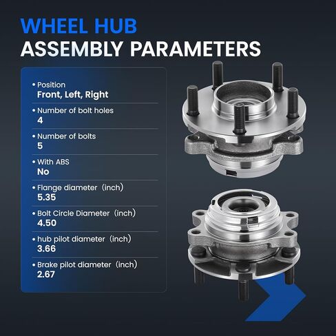 513335 محمل العجلات الأمامية ومجموعة المحور متوافقة مع Infiniti FX35 FX45 FX50 Q40 Q50 Q60 Q70 Q70L QX50 QX70، يناسب موديلات AWD، قطعتان in Kuwait