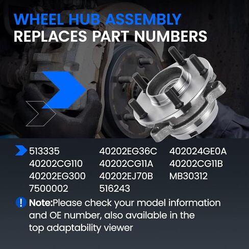 513335 محمل العجلات الأمامية ومجموعة المحور متوافقة مع Infiniti FX35 FX45 FX50 Q40 Q50 Q60 Q70 Q70L QX50 QX70، يناسب موديلات AWD، قطعتان in Kuwait