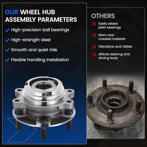 513335 محمل العجلات الأمامية ومجموعة المحور متوافقة مع Infiniti FX35 FX45 FX50 Q40 Q50 Q60 Q70 Q70L QX50 QX70، يناسب موديلات AWD، قطعتان in Kuwait