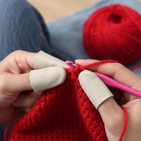 5 Pairs Finger Protectors for Sewing, Leather Thimble & Crochet Finger Guard, Hand Craft Needlework Tools for Knitting & Needle Felting in Kuwait