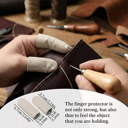 5 Pairs Finger Protectors for Sewing, Leather Thimble & Crochet Finger Guard, Hand Craft Needlework Tools for Knitting & Needle Felting in Kuwait