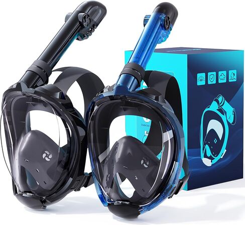 Greatever G2 Snorkeling gear for adults 2PCS, Full Face Snorkel Mask with Dry Top Snorkel, Anti-Leak & Anti-Fog Snorkel Mask Adult， Foldable Snorkeling Mask with Camera Mount mesh bag in Saudi Arabia