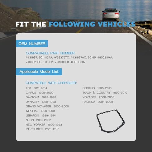 Transmission Oil Pan Gasket Compatible with Chrysler 200 Cirrus Daytona Grand Voyager Sebring Town & Country Replacement for Dodge Avenger Caravan Grand Caravan Stratus Replace # TOS18687 in Kuwait