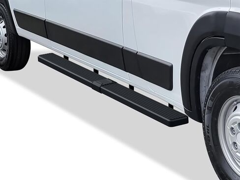 لوحات تشغيل Tuxtreme مقاس 6 بوصات باللون الأسود متوافقة مع Ram ProMaster 2014-2026 بالحجم الكامل Van 136 بوصة و159 بوصة قاعدة عجلات من الفولاذ المقاوم للصدأ بثلاثة أبواب (قضبان Nerf وخطوات جانبية وقضبان جانبية) in Kuwait