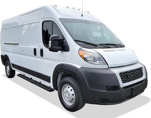 لوحات تشغيل Tuxtreme مقاس 6 بوصات باللون الأسود متوافقة مع Ram ProMaster 2014-2026 بالحجم الكامل Van 136 بوصة و159 بوصة قاعدة عجلات من الفولاذ المقاوم للصدأ بثلاثة أبواب (قضبان Nerf وخطوات جانبية وقضبان جانبية) in Kuwait