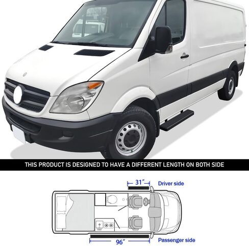 Tuxtreme Running Boards Side Steps 6" Matte Black Compatible with Dodge Sprinter 2007-2009 Full Size Van & Mercedes-Benz Sprinter 10-26 3-Door Stainless Steel (Nerf Bars Side Bars) in Kuwait