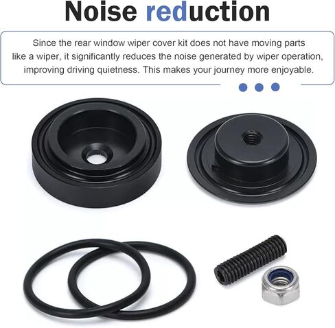 1 SET Car Wiper Plug, Rear Windshield Wiper Arm Seal Delete Cover, Alloy Anti-rust Block off Grommet Cap, Exterior Protection Accessory for Cars SUVs Trucks RVs (Black) in Kuwait