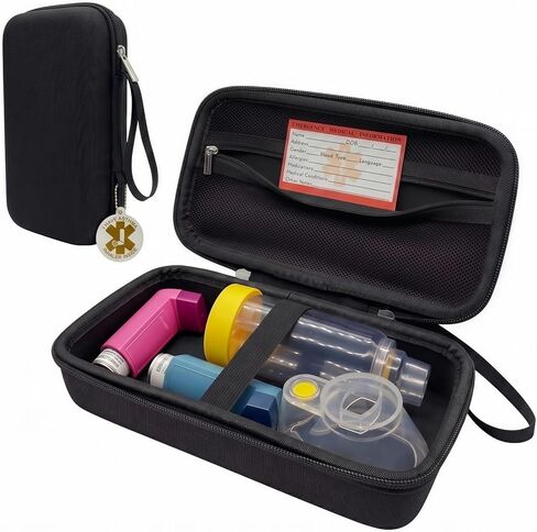 YouKnow Travel Carrying Case for Asthma Inhaler, Inhaler Spacer for Adults and Children, Mask, Inhaler Holder with Asthma Warning Label and Medical Card (Case Only) (Galaxy) in Saudi Arabia