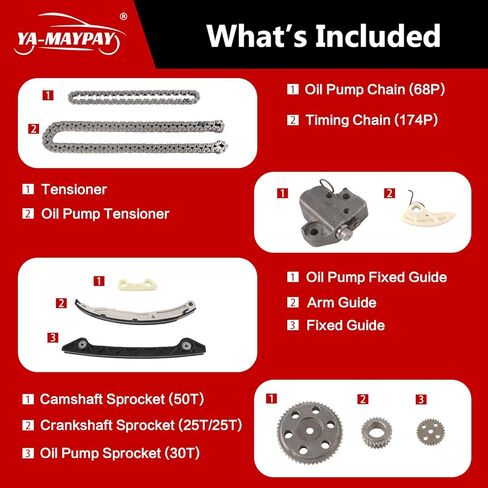 YAMAYPAY EngineTiming Chain Kit for 2003-2007 Mazda 6 2.3L 2004-2007 Mazda 3 2.3L 2005-2006 Mazda Tribute 2.3L Camshaft Crankshaft Sprocket Tensioner Guide Replaces oe# L30512201 3L8Z6A895AA in Kuwait
