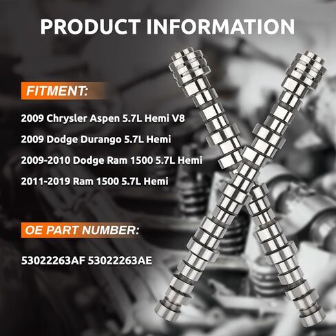 5.7L Hemi MDS عمود الحدبات 53022263AF أعمدة الكامات محرك استبدال السيارات لكرايسلر 5.7L، دودج رام 1500 5.7L Hemi V8 2009-2019 in Kuwait