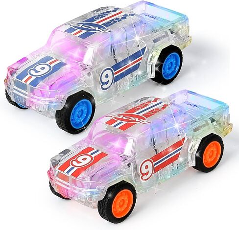 LIDI LED Light Up Pull Back Cars Toy, Light up Toy Cars, 3+ Kids Toddler Boys Girls Easter Christmas Birthday Party Gift (2 Pack) in Kuwait