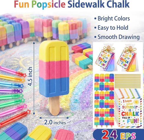 Kathfly 24 Set End of the Year Student Gifts Preschool Kindergarten Graduation Gifts Multicolor Ice Cream Sidewalk Chalk Mini Bubble Wands Full of Fun Blessing Card Bags Graduation Party Favors in Kuwait