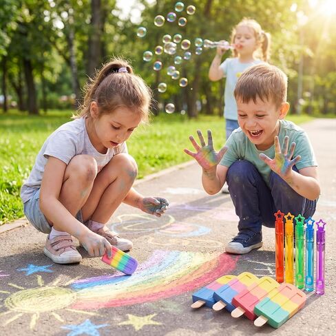 Kathfly 24 Set End of the Year Student Gifts Preschool Kindergarten Graduation Gifts Multicolor Ice Cream Sidewalk Chalk Mini Bubble Wands Full of Fun Blessing Card Bags Graduation Party Favors in Kuwait