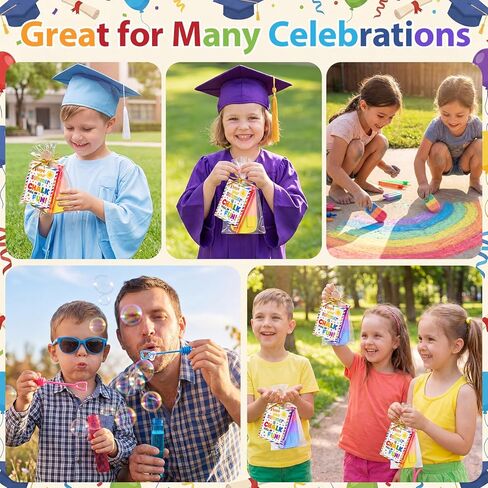 Kathfly 24 Set End of the Year Student Gifts Preschool Kindergarten Graduation Gifts Multicolor Ice Cream Sidewalk Chalk Mini Bubble Wands Full of Fun Blessing Card Bags Graduation Party Favors in Kuwait