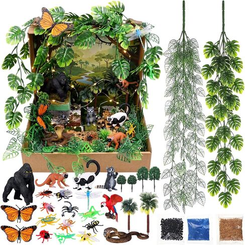 Duraaamo 39 Pcs Ocean Diorama Kit Habitat Project Supplies Under the Sea Animal Figures Small Shark Fish Plastic Ocean Creatures with Coral for Miniature Landscape Birthday Party DIY Craft Project in Kuwait