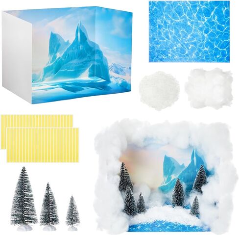 AmazingSpark Ocean Diorama Box Kit Ocean Diorama Habitat Project Supplies Set Include Cardboard Display Case and Water Sticker Decor with Artificial Coral Seagrass for DIY Crafts in Saudi Arabia