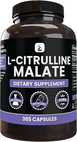 PURE ORIGINAL INGREDIENTS L-Citrulline DL-Malate 2:1 (365 Capsules) No Magnesium Or Rice Fillers, Always Pure, Lab Verified in Saudi Arabia