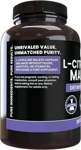 PURE ORIGINAL INGREDIENTS L-Citrulline DL-Malate 2:1 (365 Capsules) No Magnesium Or Rice Fillers, Always Pure, Lab Verified in Saudi Arabia