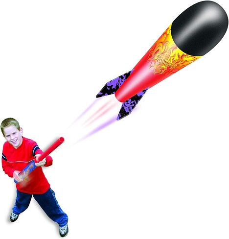Geospace Hand Held Pump Rocket Medium Size Set - 30" Long Single Launcher & Rockets for Outdoor or Indoor Safe Play for Kids (Single Pump Rocket Jr.) in Kuwait