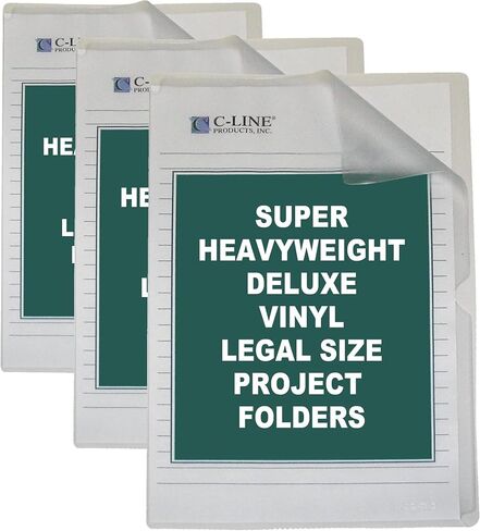 C-Line Deluxe Super Heavyweight Non-Glare Vinyl Project Folders, Letter Size, Clear, 50 per Box (62138) in Saudi Arabia