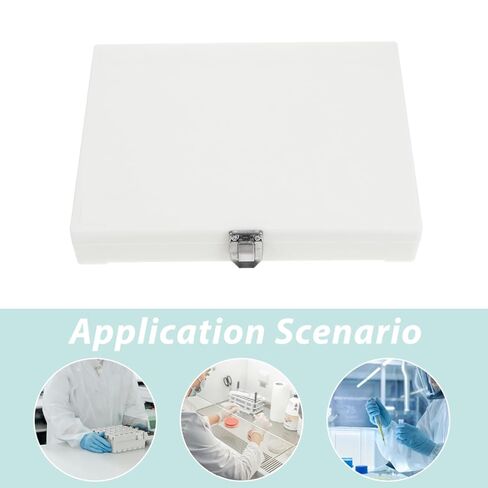 Luxshiny 100-Slot Microscope Slide Storage Box with Lock Buckle High Capacity Plastic Specimen Organizer for Laboratory Slide Holder Portable, White in Kuwait