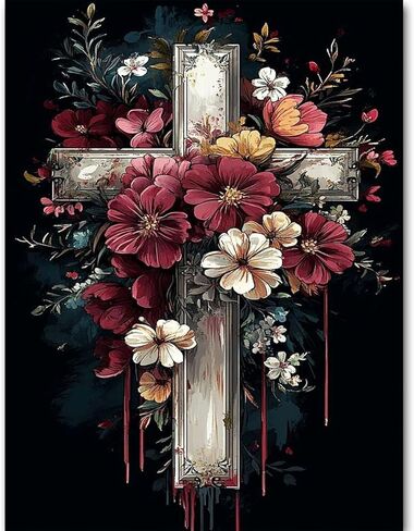 Book Stamped Cross Stitch Kits - Flower Counted Cross Stitch Kits for Beginners Adults Needlepoint Cross-Stitch Patterns Dimensions Needlecrafts Embroidery Kits Arts and Crafts in Saudi Arabia