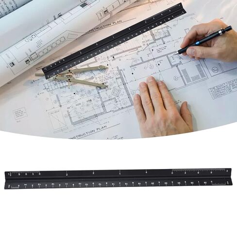 Clear Reading Aluminum Alloy Triangular Ruler Wearable Measuring Tools for Woodworking 1 X Triangular Ruler (Imperial Small Scale) in Kuwait