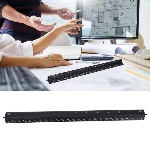 Clear Reading Aluminum Alloy Triangular Ruler Wearable Measuring Tools for Woodworking 1 X Triangular Ruler (Imperial Small Scale) in Kuwait