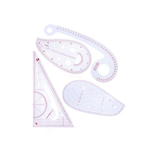 4PCS Fashion Clear Metric Sewing Ruler Set, French Curve Pattern Making Ruler Kit for Beginners Tailors Designers in Kuwait