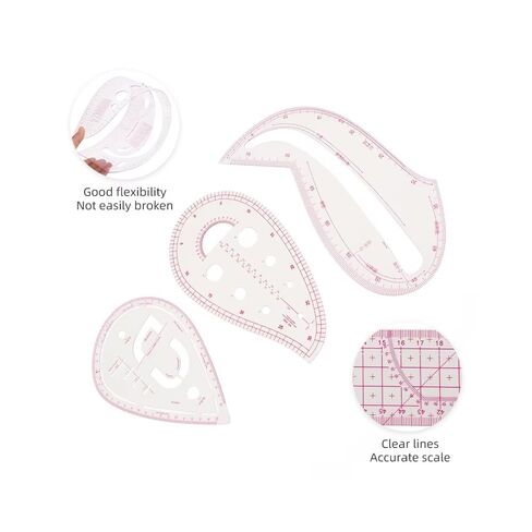 4PCS Fashion Clear Metric Sewing Ruler Set, French Curve Pattern Making Ruler Kit for Beginners Tailors Designers in Kuwait