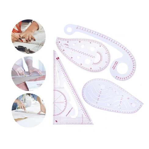 4PCS Fashion Clear Metric Sewing Ruler Set, French Curve Pattern Making Ruler Kit for Beginners Tailors Designers in Kuwait