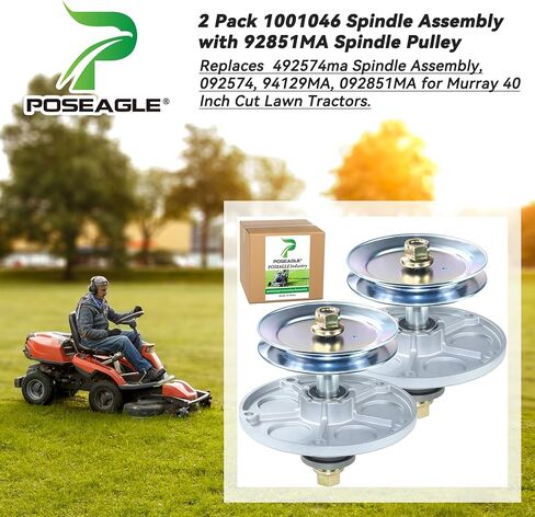 2 Pack 1001046 Spindle Assembly with 92851MA Spindle Pulley Replaces Murray 492574ma Spindle Assembly 092574MA 094129MA 090905MA for Murray 40 inch Deck Spindles in Kuwait