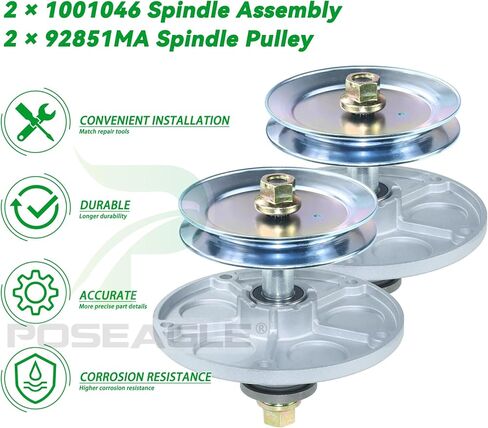 2 Pack 1001046 Spindle Assembly with 92851MA Spindle Pulley Replaces Murray 492574ma Spindle Assembly 092574MA 094129MA 090905MA for Murray 40 inch Deck Spindles in Kuwait