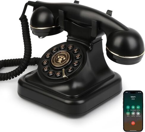 Bluetooth Retro Phone with Speakerphone, Bluetooth Landline Telephone, Bluetooth Home Phone with USB Rechargeable Power, Hands-Free Calling & Music Playback, Black in Kuwait
