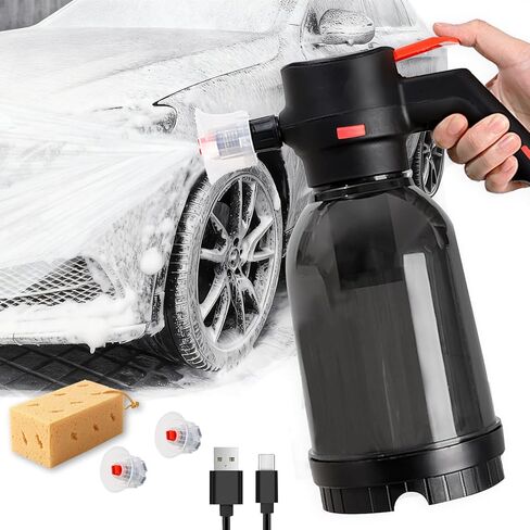 Electric Foam Sprayer for Car Washing, 130 PSI USB Rechargeable Cordless Foam Cannon, 2L Foam Pump Sprayer 2026 New Upgrade Black in Kuwait