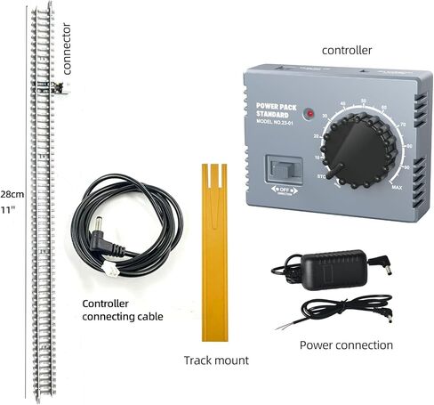طقم التحكم في مسار القطار N Scale مع وحدة التحكم القياسية Power Pack، رمادي، مسار 11 بوصة، 5 قطع in Kuwait